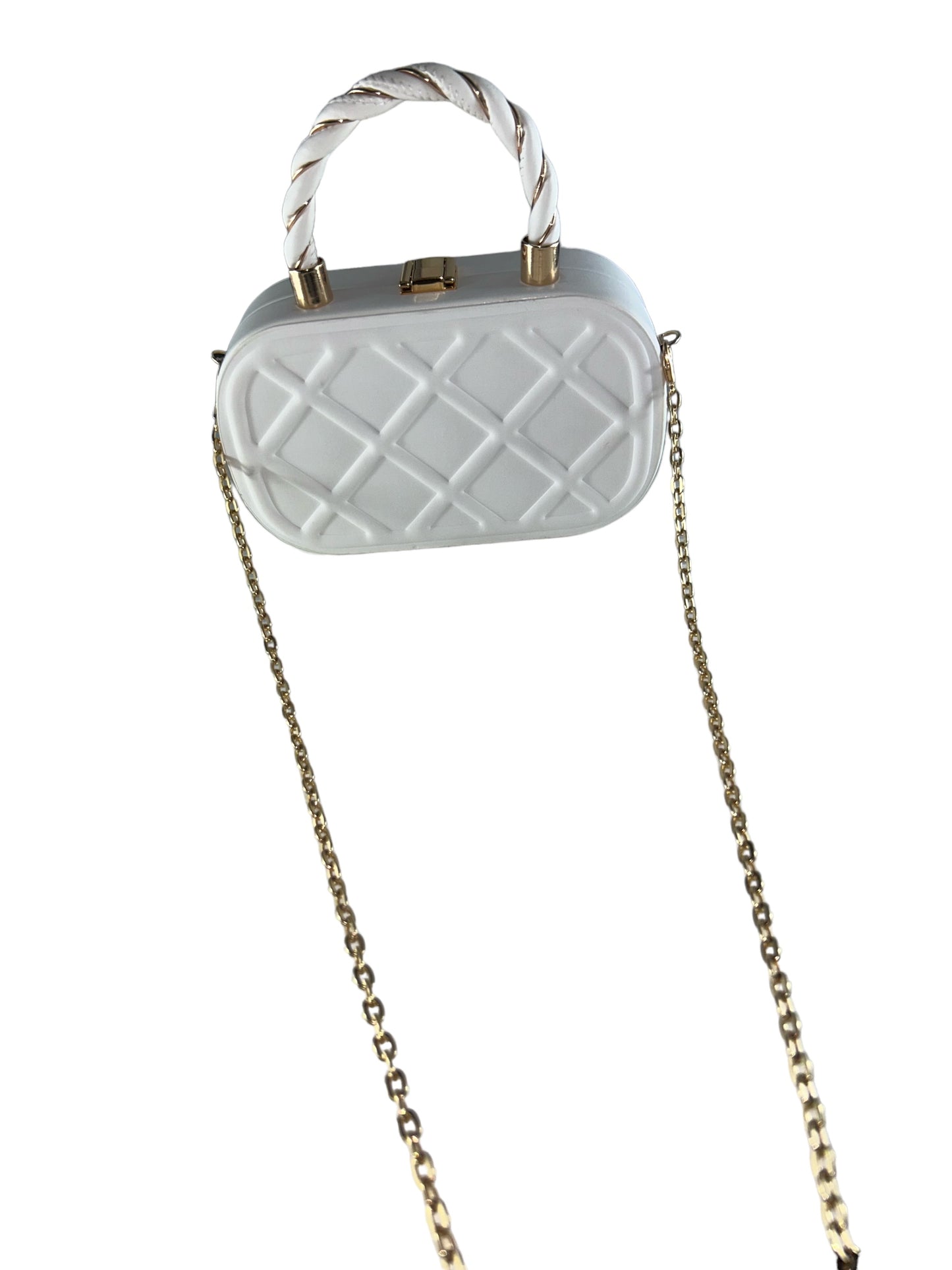 Kashpire | Hudson Empire Argyle Checkered Handbag in White | L3