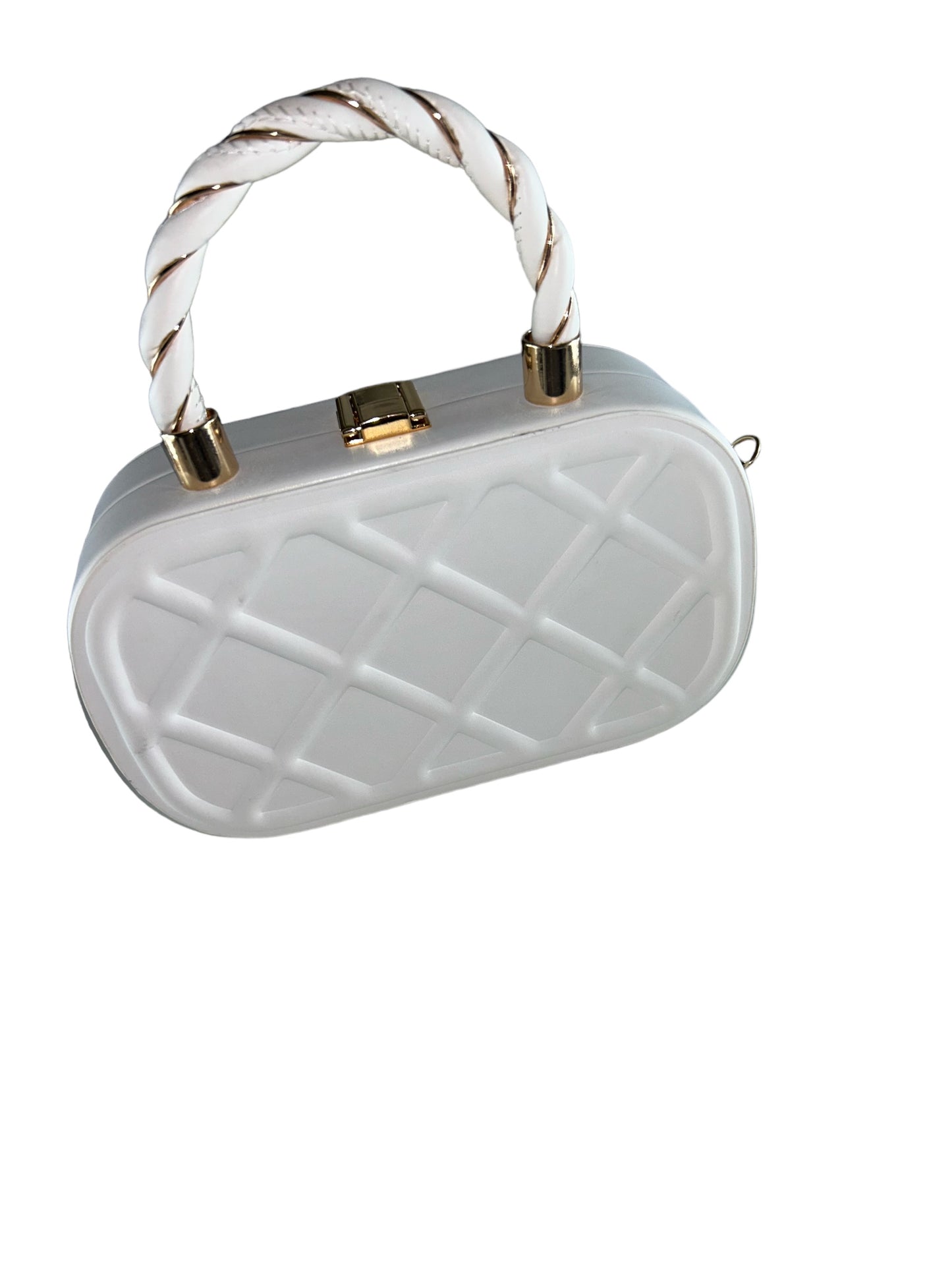 Kashpire | Hudson Empire Argyle Checkered Handbag in White | L3